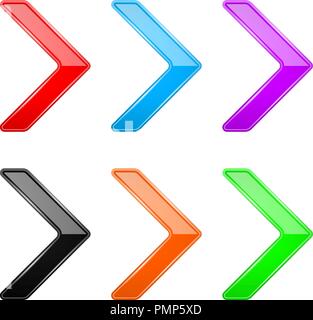 Colored shiny 3d thin arrows. Glass web icons Stock Vector