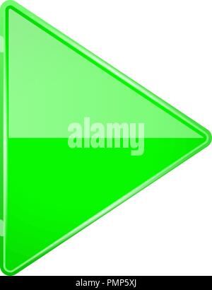 Green shiny 3d arrow. Play icon Stock Vector