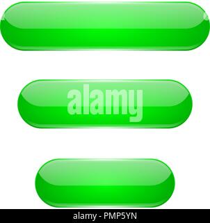 Green oval buttons. 3d glass menu icons Stock Vector