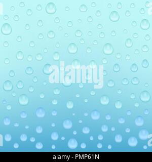 Water background with water drops. Blue water bubbles Stock Vector