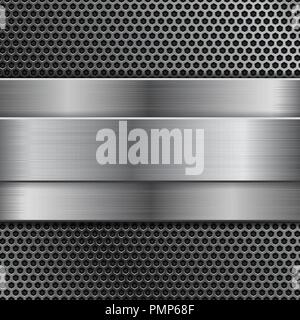 Metal background with perforation and brushed steel plate Stock Vector ...