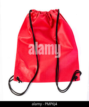 drawstring pack isolated on white background Stock Photo