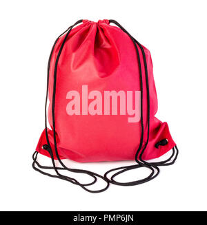 drawstring pack isolated on whitye background Stock Photo