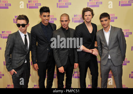 Singers Nathan Sykes, Siva Kaneswaran, Tom Parker, Max George and Jay McGuiness of the musical group The Wanted at 2012 MTV Video Music Awards held at the Staples Center in Los Angeles, CA. The event took place on Thursday,  September 6, 2012. Photo by PRPP / PictureLux Stock Photo