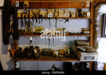 Shoemakers work shop at Ryedale Folk Museum, Hutton le Hole, Yorkshire UK Stock Photo