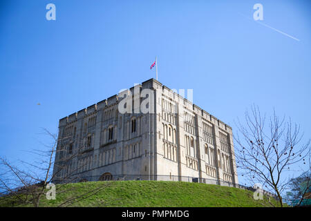The Castle in the East Anglian city of Norwich, founded after the Norman Conquest now houses a museum and art gallery. Norwich, Norfolk Stock Photo