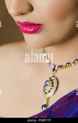 Close up of a woman's lips with red lipstick Stock Photo