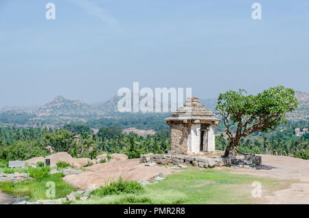 The famous Sri Hanuman Mandir at Hemakuta Hill, Hampi, Karnataka, India Stock Photo