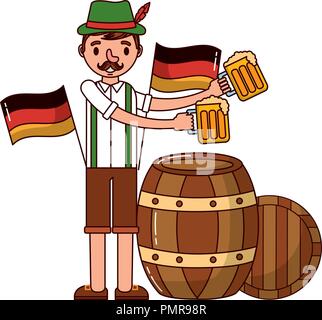 german man with beers and flag Stock Vector