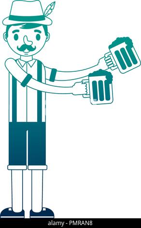 german man with typical costume and beers Stock Vector