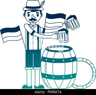 german man with beers and flag Stock Vector