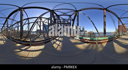 360 degree panoramic view of Northern Avenue Swing Bridge in Boston, Massachusetts, USA