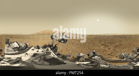 360 degree panoramic view of Mars Panorama - Curiosity rover: Martian solar day 437