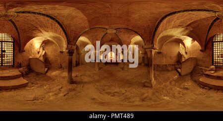 360 degree panoramic view of Crypte, Sainte Marie Madeleine, La Basilique De Vezelay, Yonne, Bourgogne Franche Comte 2122