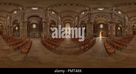 360 degree panoramic view of Sainte Marie-Madeleine, La Basilique De Vezelay, Yonne, Bourgogne Franche Comte 2088