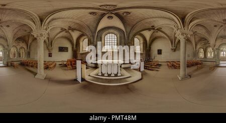 360 degree panoramic view of Sainte Marie-Madeleine, La Basilique De Vezelay, Yonne, Bourgogne Franche Comte 2187