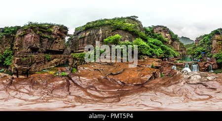 360 degree panoramic view of Henan Jiaozuo World Geological Park 2——The red stone gorge 360 degree panorama