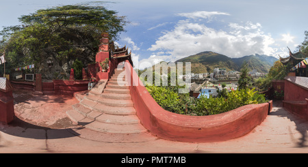 360 degree panoramic view of Luding County, Sichuan - Luding Bridge-5Panorama