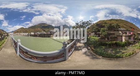 360 degree panoramic view of Luding County, Sichuan - Luding Bridge-9Panorama