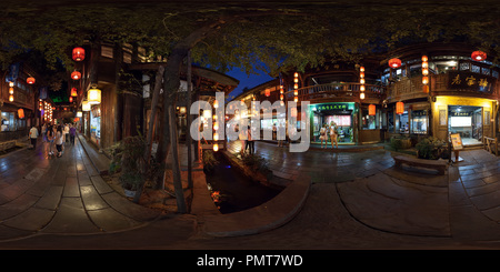 360 degree panoramic view of China Sichuan Chengdu Jinli Street At Nightt 2