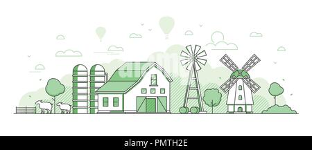 Eco farming - thin line design style vector illustration Stock Vector