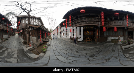 360 degree panoramic view of China Sichuan Chengdu Jinli Street -2009