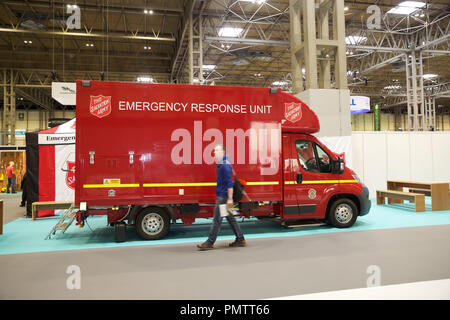 Birmingham,UK,19th September 2018,The Emergency Services Show takes place at the NEC in Birmingham. It runs for 2 days and offers ALL emergency workers a great place to network and learn with over 450 Exhibitors and many service vehicles on display inside and outdoors. There are also many free seminars covering different subjects, all in all a interesting and educational day out. Credit: Keith Larby/Alamy Live News Stock Photo