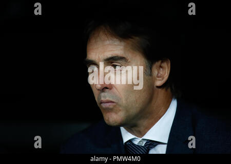 Julen Lopetegui of Real Madrid during the Champions League football match between Real Madrid and AS Roma on September 19th, 2018 at Santiago Bernabeu stadium in Madrid, Spain. 19th Sep, 2018. Credit: AFP7/ZUMA Wire/Alamy Live News Stock Photo