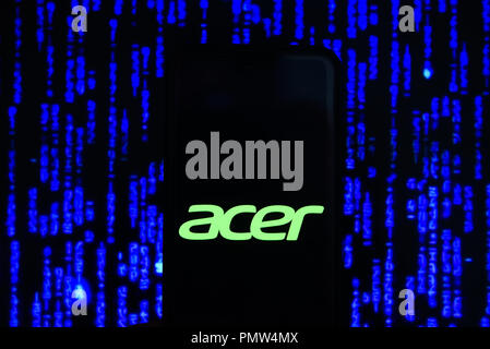 Krakow, Poland. 19th Sep, 2018. Acer logo is seen on an android mobile phone. Credit: Omar Marques/SOPA Images/ZUMA Wire/Alamy Live News Stock Photo
