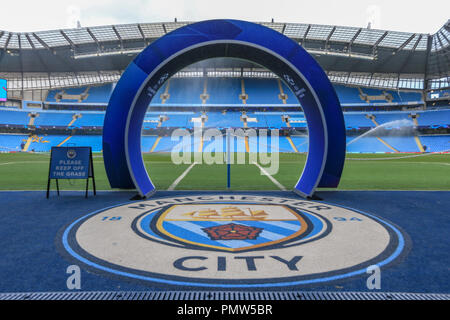 London, UK. 19th September 2018, Etihad Stadium, London, England; UEFA Champions League, Manchester City v Lyon; Etihad Stadium  Credit: Mark Cosgrove/News Images Stock Photo