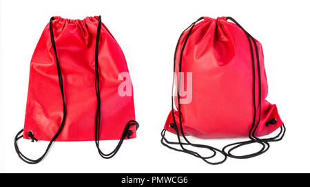 drawstring pack isolated on white background Stock Photo