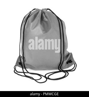drawstring pack isolated on whitye background Stock Photo