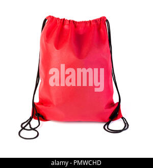 drawstring pack isolated on white background Stock Photo