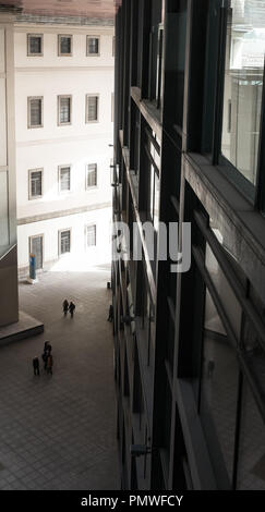 Views of the extension to the Reina Sophia Museum, Madrid by the acclaimed French architect Jean Nouvel who won the Pritzker Prize in 2008 Stock Photo