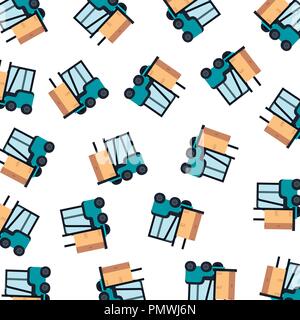 forklift vehicles pattern background Stock Vector
