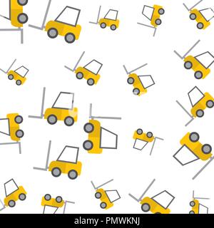 forklift vehicles pattern background Stock Vector