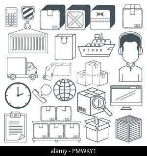 logistic services set icons Stock Vector