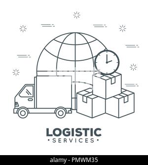 logistic services set icons Stock Vector
