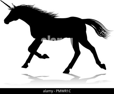 Unicorn Silhouette Horned Horse Stock Vector