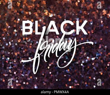 Black Friday banner vector template with glitter effect Stock Vector