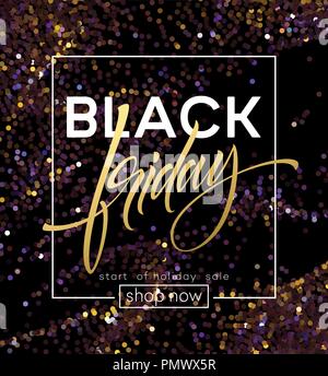 Black Friday poster vector template with glitter effect Stock Vector
