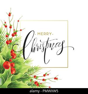 Merry Christmas greeting card design Stock Vector