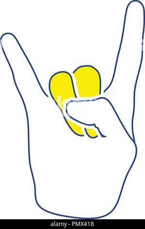 Rock hand icon. Thin line design. Vector illustration. Stock Vector
