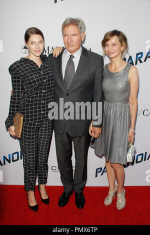 Georgia Ford, Harrison Ford and Calista Flockhart at the US Premiere of Relativity Media's 'Paranoia'. Arrivals held at DGA Theatre in Los Angeles, CA, August 8, 2013. Photo by Joe Martinez / PictureLux Stock Photo