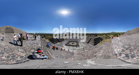 360 degree panoramic view of View of the Avenue of the Dead and the Pyramid of the Sun