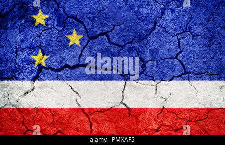 Autonomous Territorial Unit of Gagauzia, autonomous region of Moldova, flag on dry earth ground texture background Stock Photo