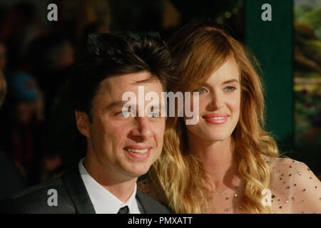 Zach Braff and Taylor Bagley at the World Premiere of Disney's 'Oz The Great and Powerful'. Arrivals held at El Capitan Theatre in Hollywood, CA, February 13, 2013. Photo by Joe Martinez / PictureLux Stock Photo