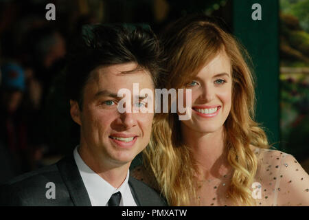 Zach Braff and Taylor Bagley at the World Premiere of Disney's 'Oz The Great and Powerful'. Arrivals held at El Capitan Theatre in Hollywood, CA, February 13, 2013. Photo by Joe Martinez / PictureLux Stock Photo