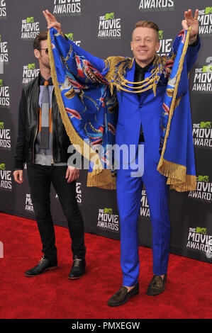 Macklemore at the 2013 MTV Movie Awards held at the Sony Pictures Studios in Culver City, CA. The event took place on Sunday, April 14, 2013.  Photo by PRPP / PictureLux  File Reference # 31918 082PRPP01  For Editorial Use Only -  All Rights Reserved Stock Photo