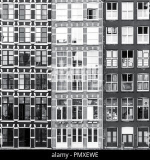 Black and white urban Amsterdam windows background Stock Photo